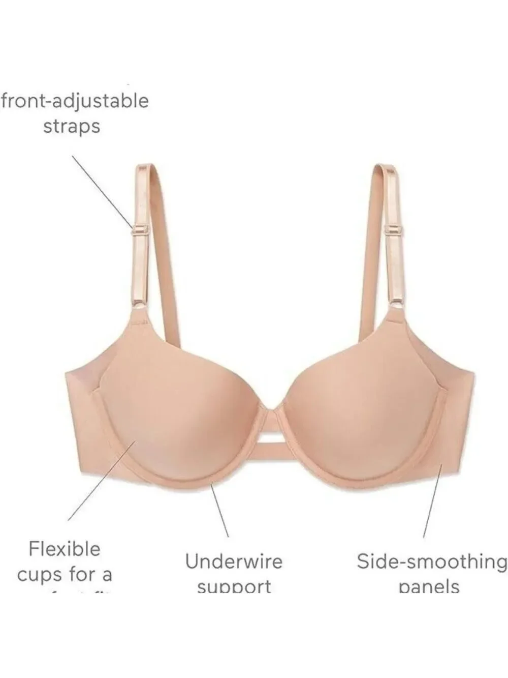 Warner's Women's Blissful Benefits Side Smoothing Wire Bra White  36C NWT